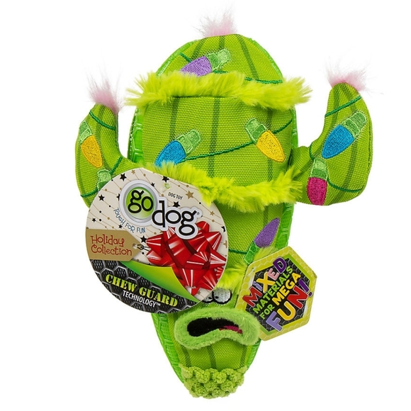 goDog® Chew Guard Technology™ Holiday Cactus Dog Toy - Plush, Squeaker Brand New - Picture 3 of 12